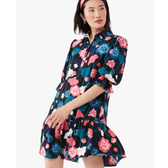 kate spade viney floral fluid shirtdress size small nwot - Picture 2 of 16